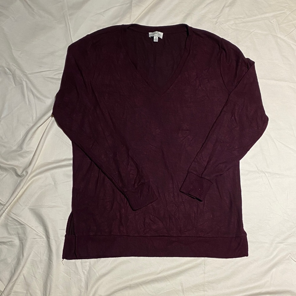 Lucky Brand Men's V-Neck Sweater in Deep Wine